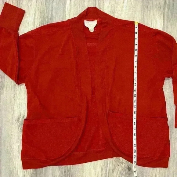 Evy's Tree Open Cardigan Sweater Red Pockets The Celena Size XL - Picture 4 of 7